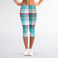Blue And Red Madras Pattern Print Women's Capri Leggings