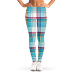 Blue And Red Madras Pattern Print Women's Leggings