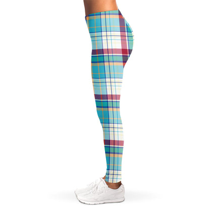 Blue And Red Madras Pattern Print Women's Leggings