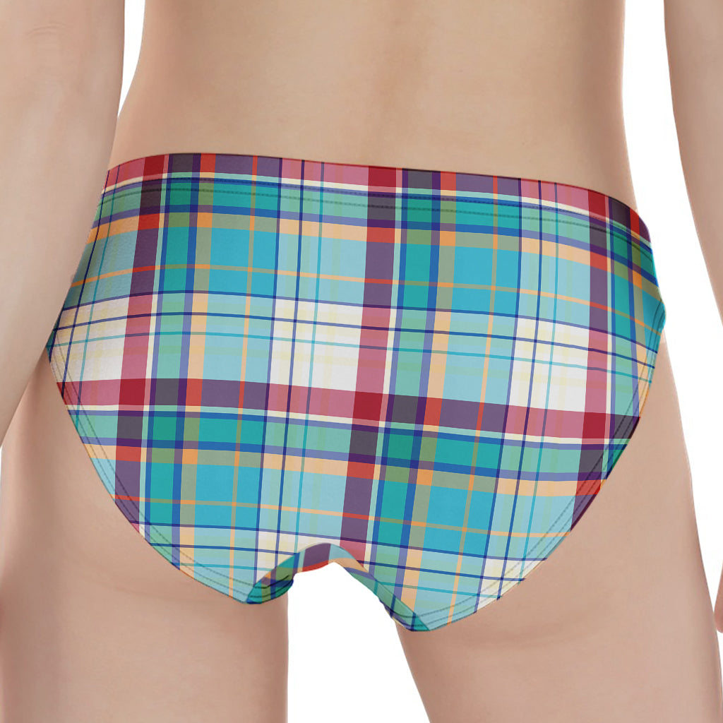 Blue And Red Madras Pattern Print Women's Panties