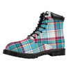Blue And Red Madras Pattern Print Work Boots
