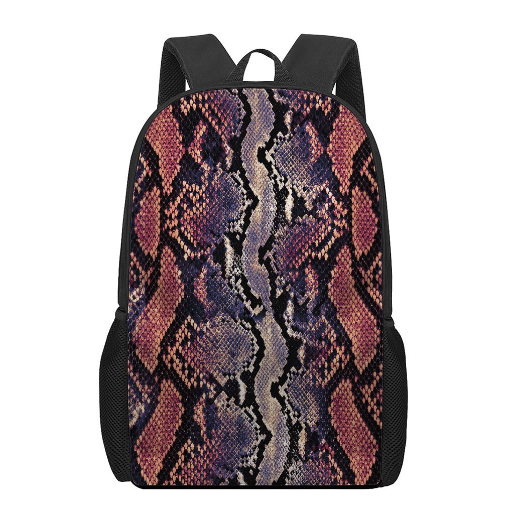 Blue And Red Snakeskin Print 17 Inch Backpack