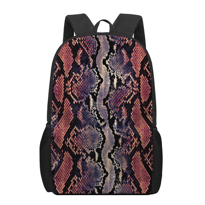 Blue And Red Snakeskin Print 17 Inch Backpack