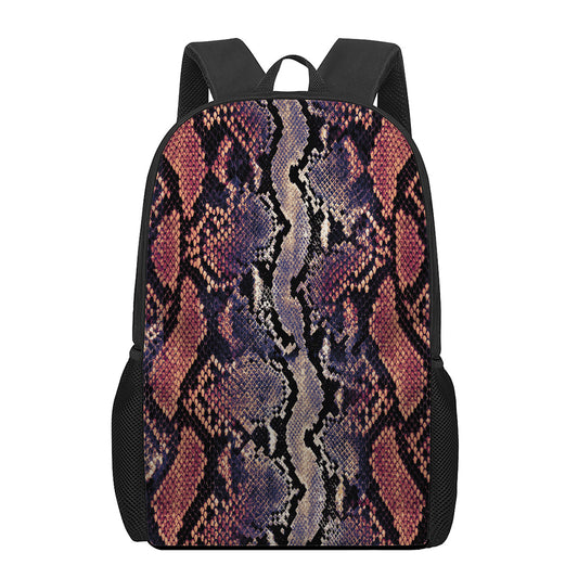 Blue And Red Snakeskin Print 17 Inch Backpack