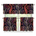 Blue And Red Snakeskin Print 3 Piece Kitchen Curtains