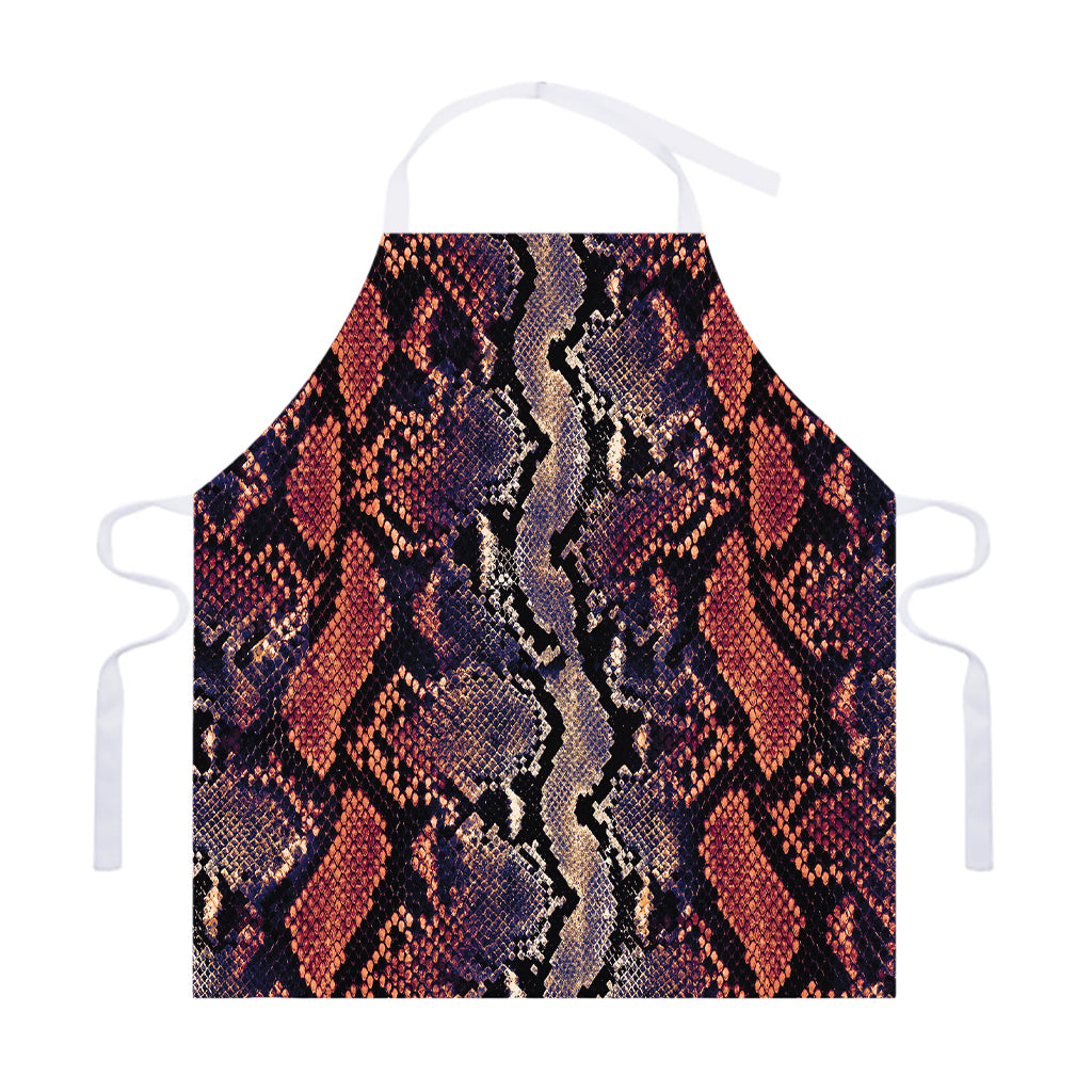 Blue And Red Snakeskin Print Adjustable Apron