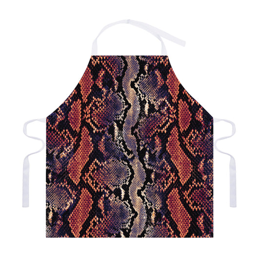Blue And Red Snakeskin Print Adjustable Apron