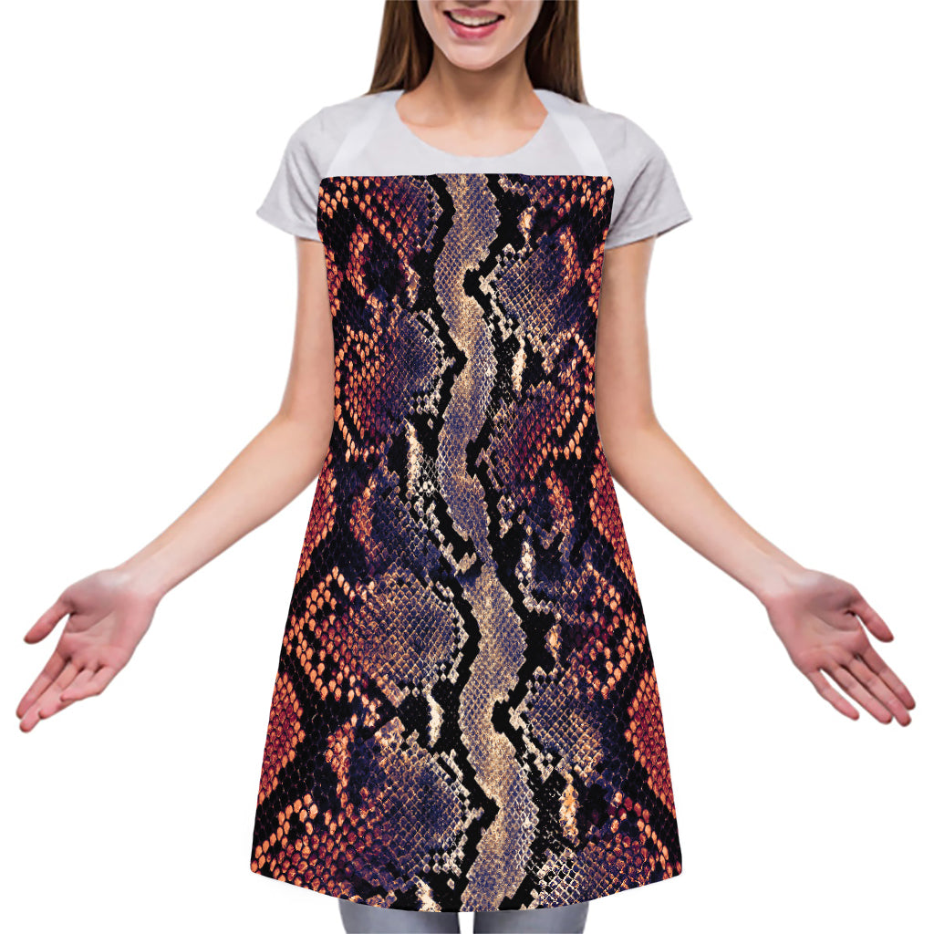 Blue And Red Snakeskin Print Adjustable Apron