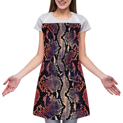 Blue And Red Snakeskin Print Adjustable Apron
