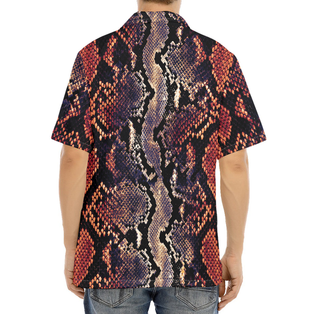 Blue And Red Snakeskin Print Aloha Shirt