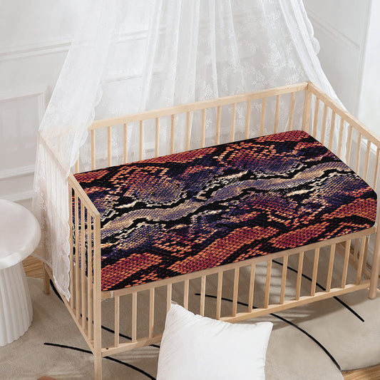 Blue And Red Snakeskin Print Baby Crib Sheet