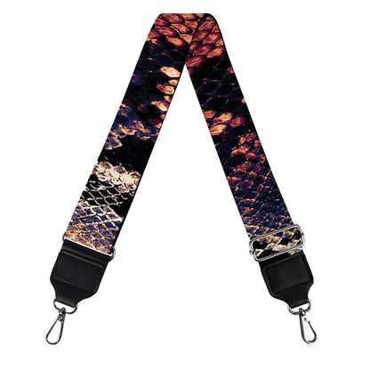 Blue And Red Snakeskin Print Bag Strap