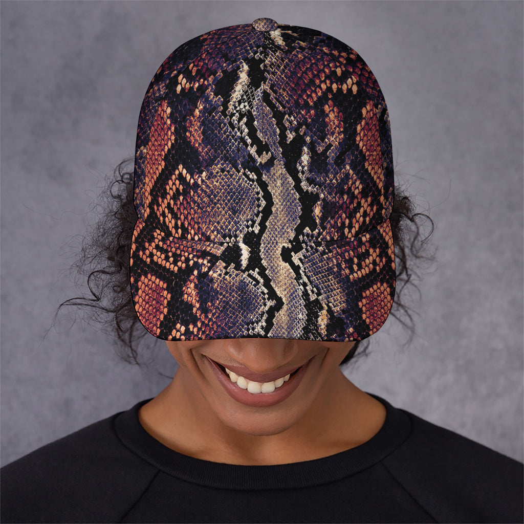 Blue And Red Snakeskin Print Baseball Cap