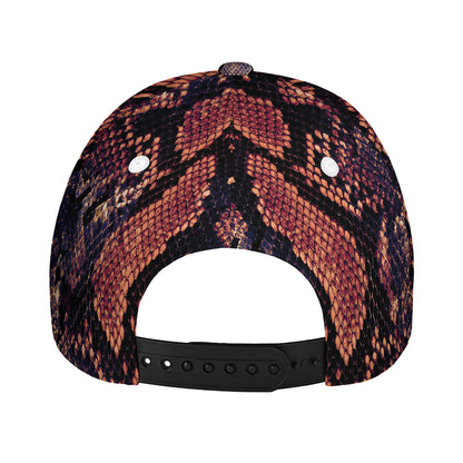 Blue And Red Snakeskin Print Baseball Cap