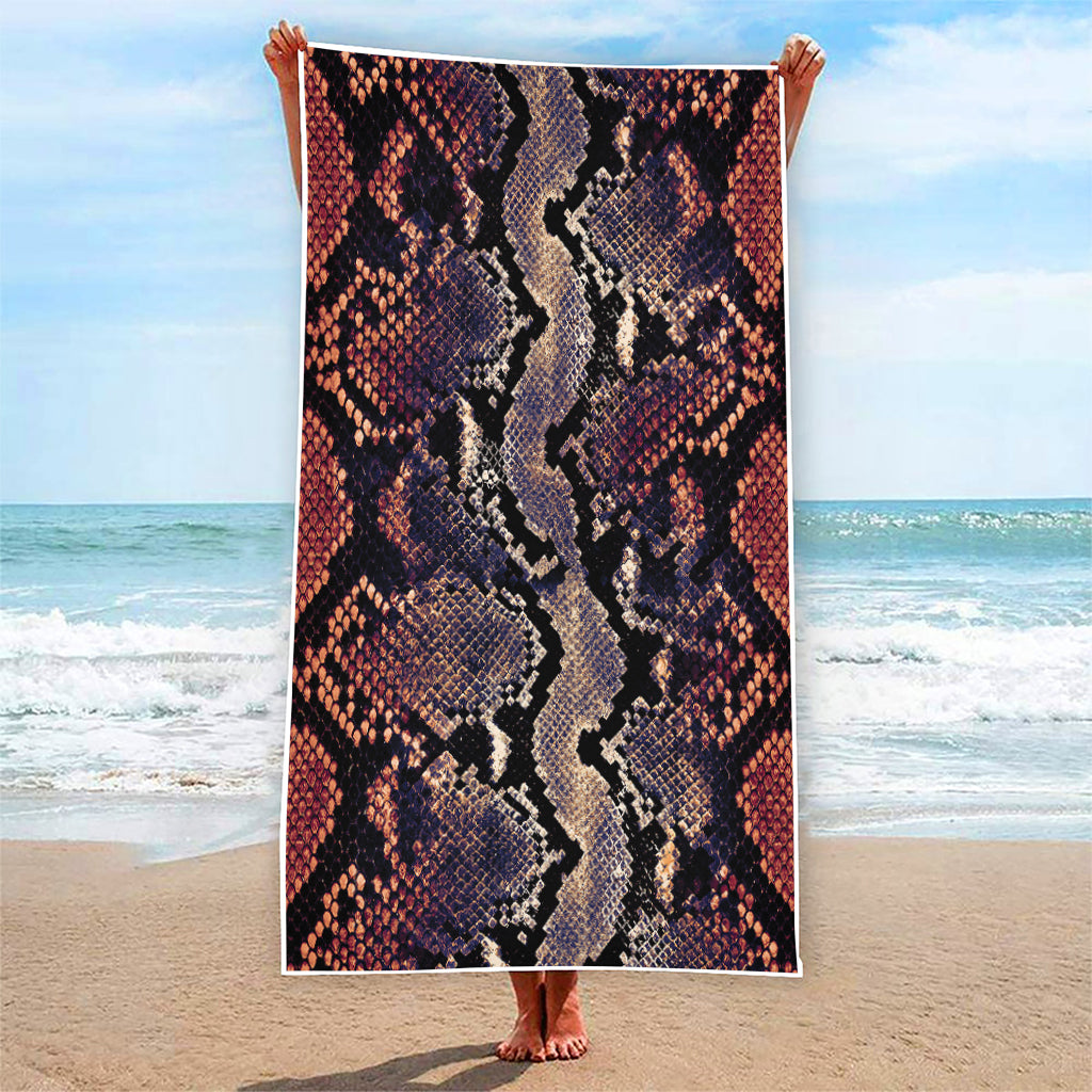 Blue And Red Snakeskin Print Beach Towel