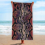 Blue And Red Snakeskin Print Beach Towel