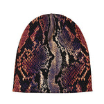 Blue And Red Snakeskin Print Beanie