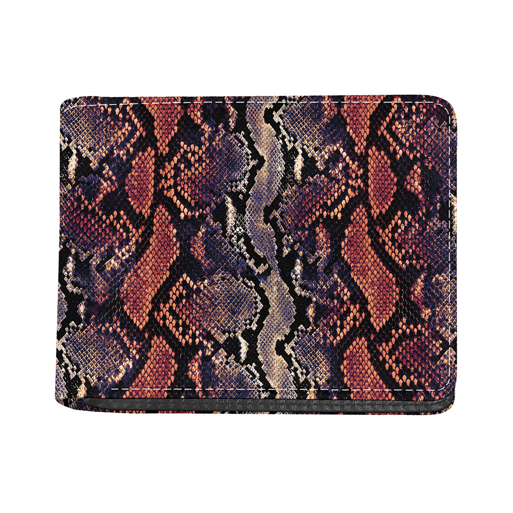 Blue And Red Snakeskin Print Bifold Wallet