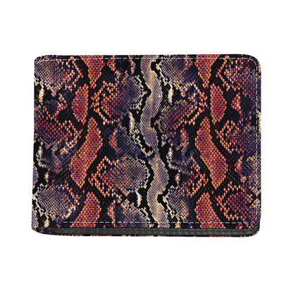 Blue And Red Snakeskin Print Bifold Wallet
