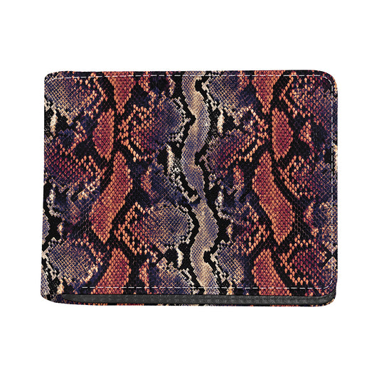Blue And Red Snakeskin Print Bifold Wallet