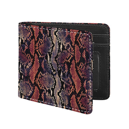 Blue And Red Snakeskin Print Bifold Wallet