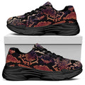 Blue And Red Snakeskin Print Black Chunky Shoes