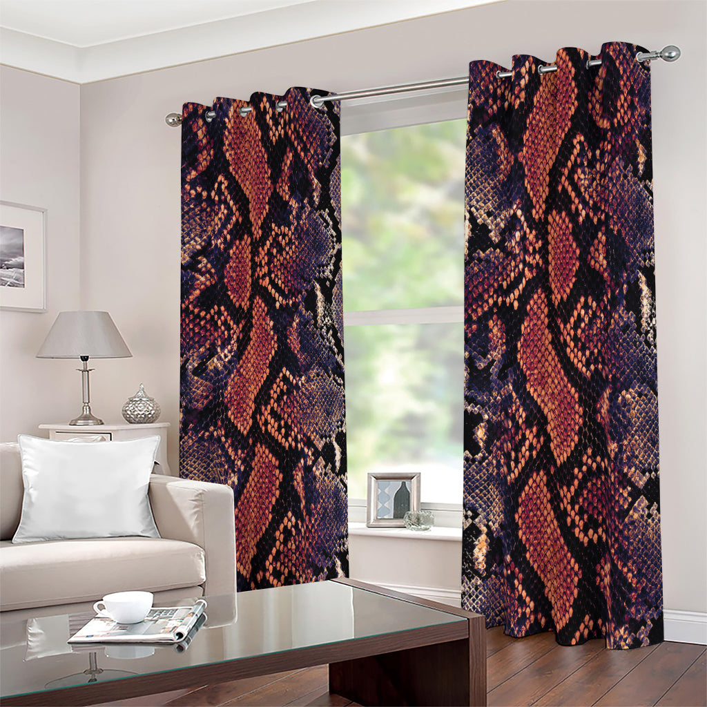 Blue And Red Snakeskin Print Blackout Grommet Curtains