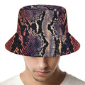 Blue And Red Snakeskin Print Bucket Hat