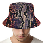 Blue And Red Snakeskin Print Bucket Hat