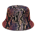 Blue And Red Snakeskin Print Bucket Hat