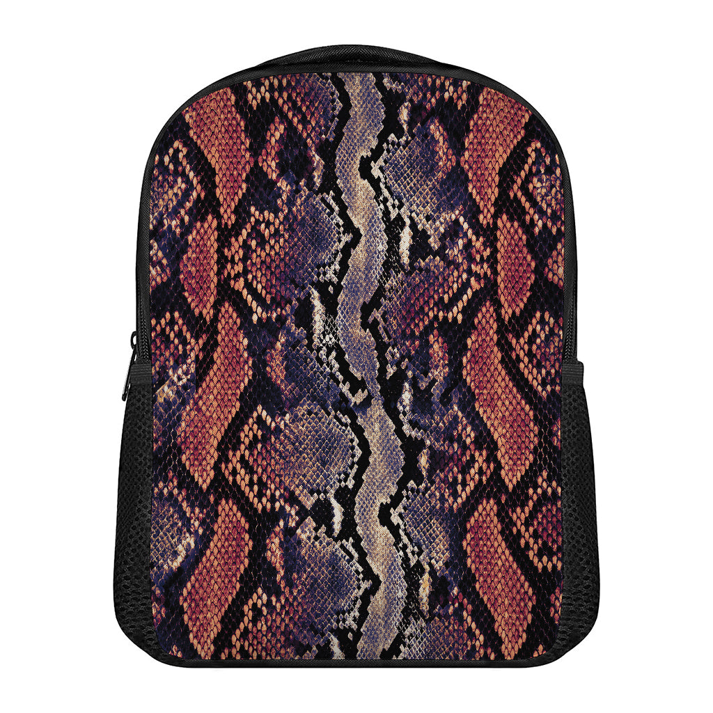 Blue And Red Snakeskin Print Casual Backpack