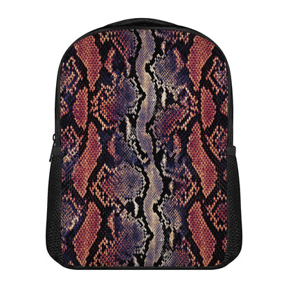 Blue And Red Snakeskin Print Casual Backpack