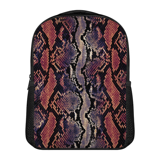 Blue And Red Snakeskin Print Casual Backpack