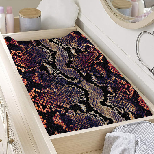 Blue And Red Snakeskin Print Changing Pad Cover
