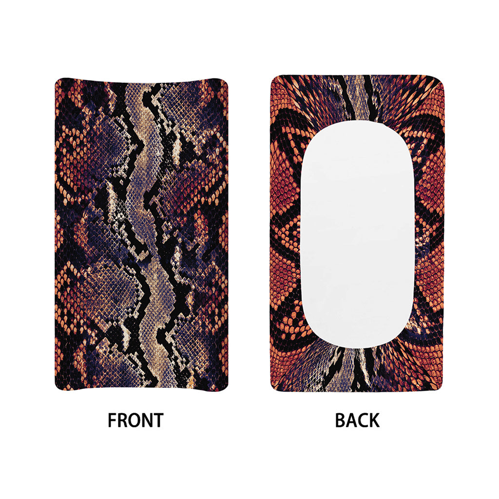 Blue And Red Snakeskin Print Changing Pad Cover