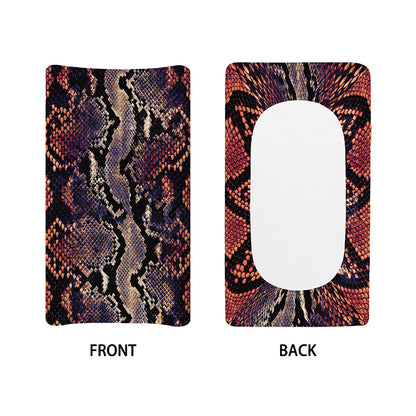 Blue And Red Snakeskin Print Changing Pad Cover