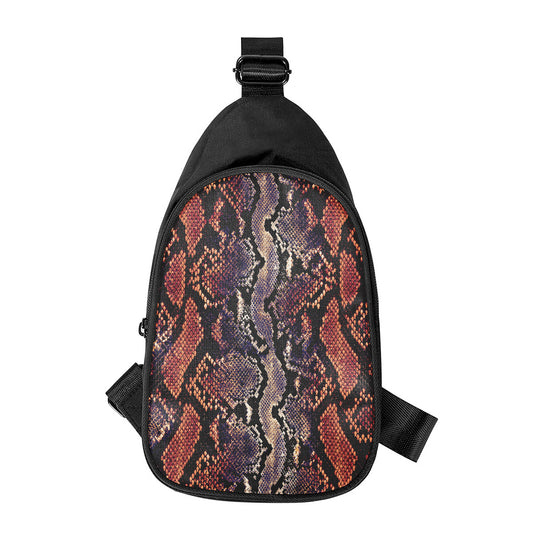 Blue And Red Snakeskin Print Chest Bag