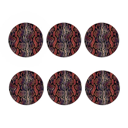 Blue And Red Snakeskin Print Coaster Set