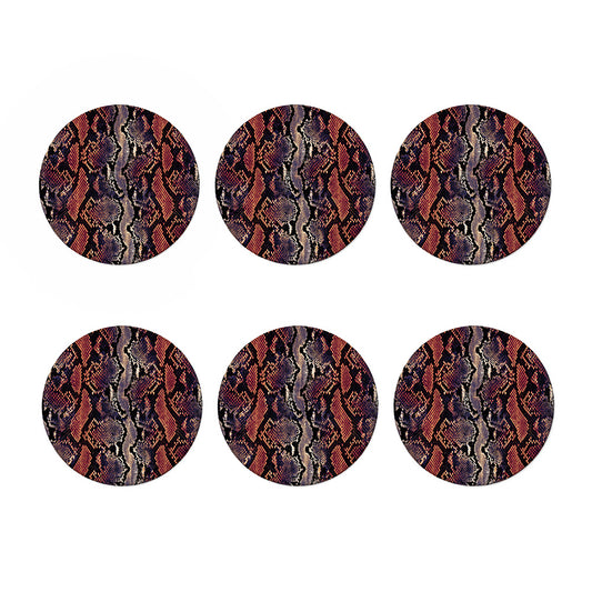Blue And Red Snakeskin Print Coaster Set