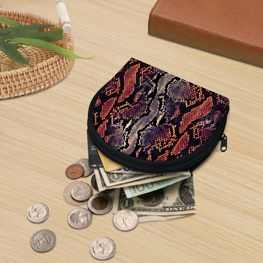 Blue And Red Snakeskin Print Coin Purse