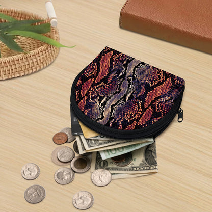 Blue And Red Snakeskin Print Coin Purse