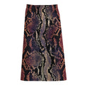 Blue And Red Snakeskin Print Cotton Front Slit Maxi Skirt