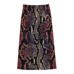 Blue And Red Snakeskin Print Cotton Front Slit Maxi Skirt