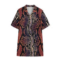 Blue And Red Snakeskin Print Cotton Hawaiian Shirt
