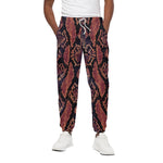 Blue And Red Snakeskin Print Cotton Pants