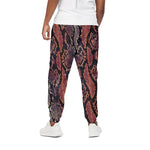 Blue And Red Snakeskin Print Cotton Pants
