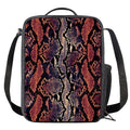 Blue And Red Snakeskin Print Crossbody Lunch Bag
