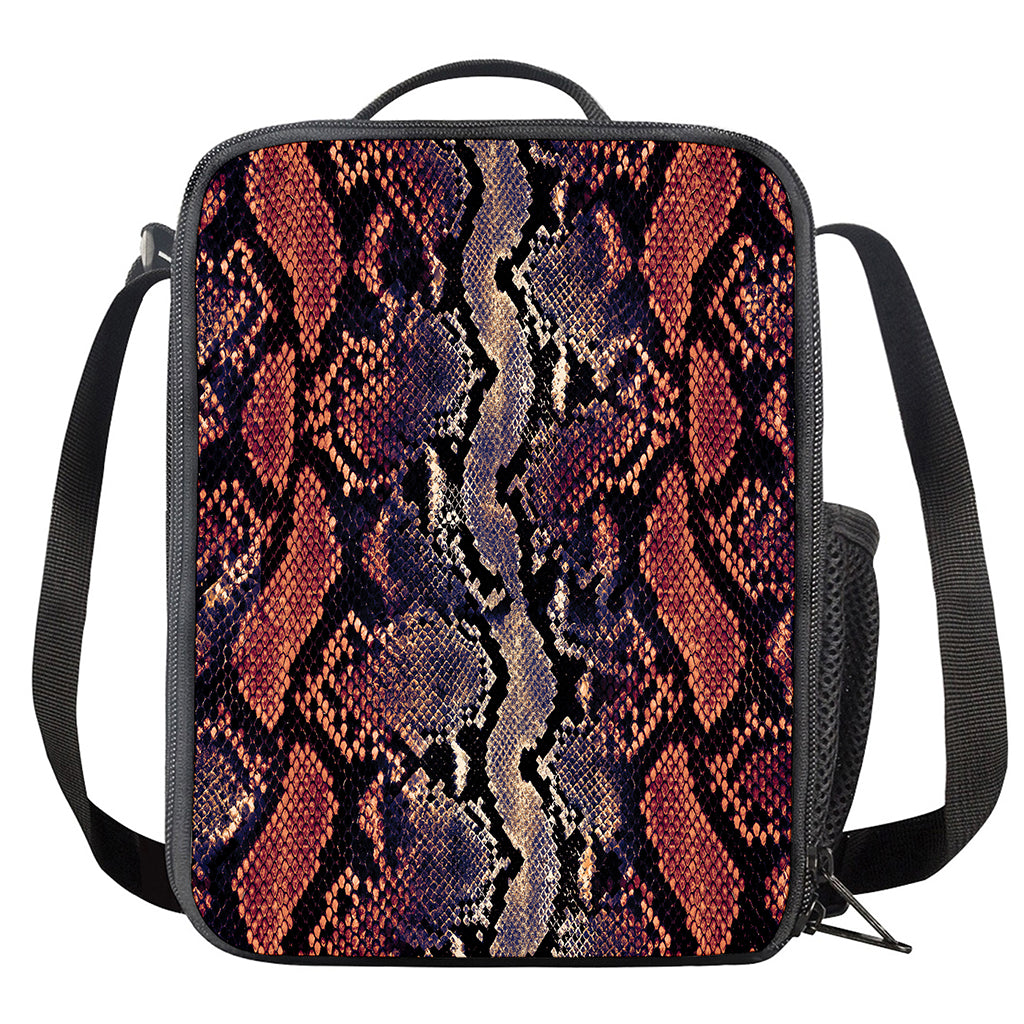 Blue And Red Snakeskin Print Crossbody Lunch Bag