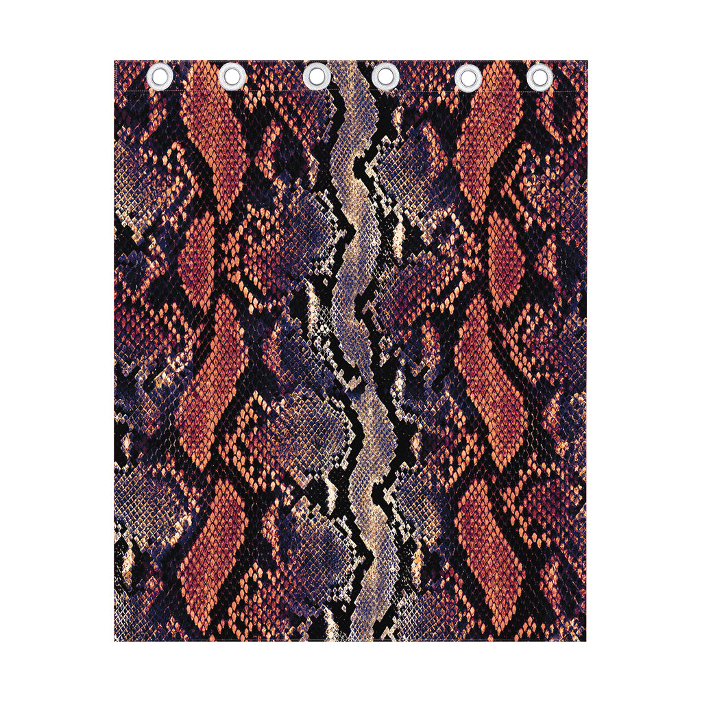 Blue And Red Snakeskin Print Curtain