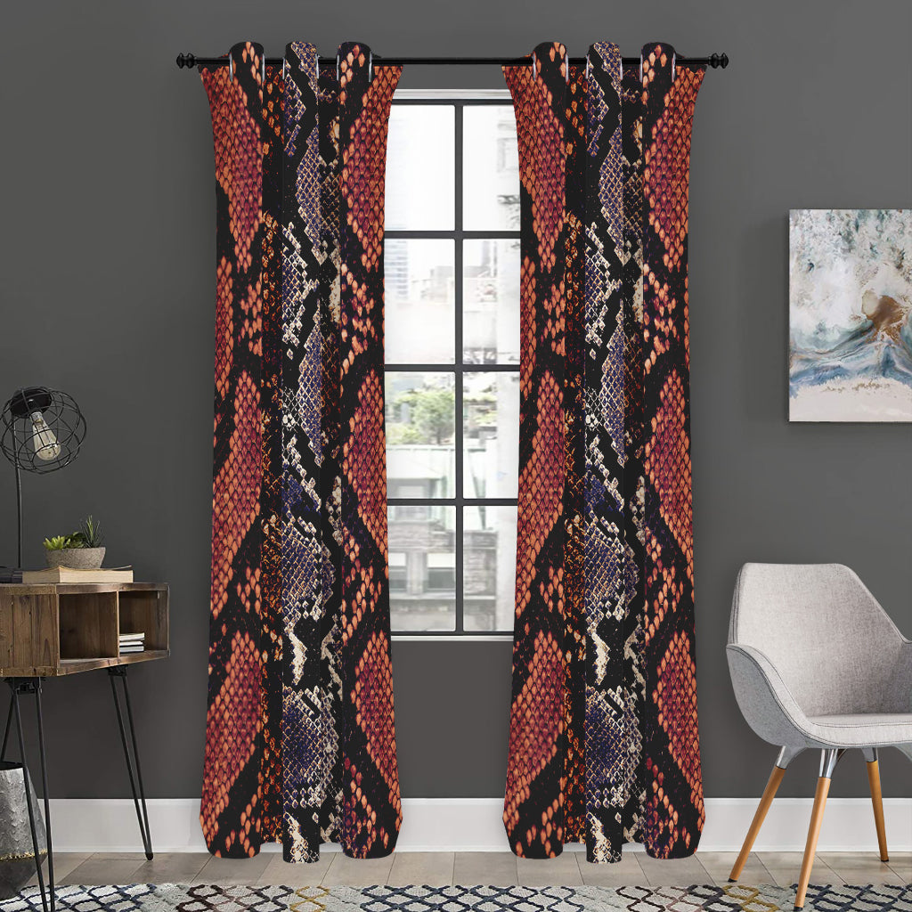 Blue And Red Snakeskin Print Curtain